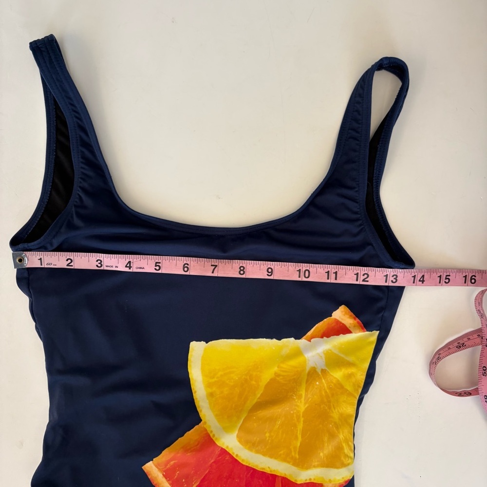 Onia‎ || Kelly One-Piece Orange Slice Swimsuit Navy Large - Picture 6 of 7